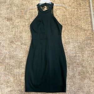 Lulus Emerald Green Halter Top Lace Back Dress. Size small